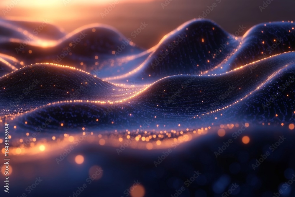 Poster Waves of light glimmering on a tranquil ocean at sunset creating a mesmerizing visual experience