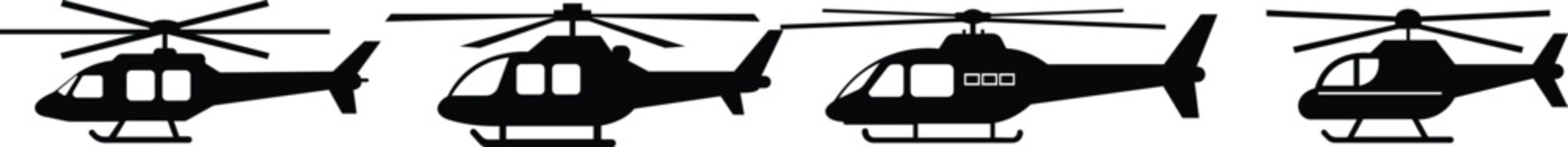 Helicopter icon set.Flat creative element from airport icons collection. helicopter silhouettes vector illustrations isolated on white background.vector black aircraft.