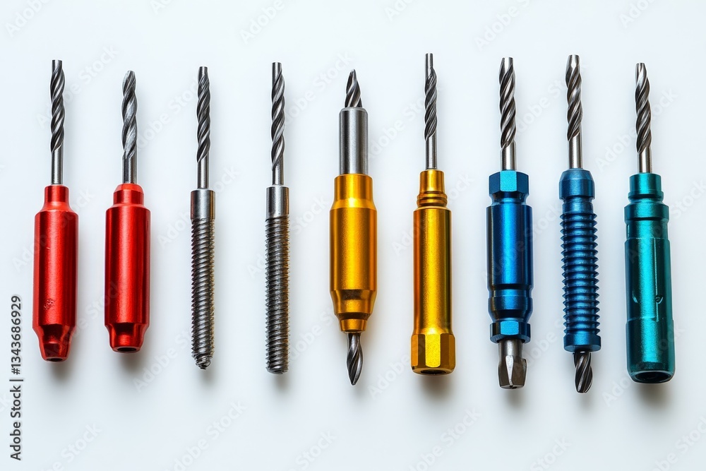 Leinwandbilder variety of precision tools arranged in order on a light background showcasing different colors and d