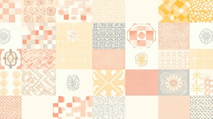 Pastel Patchwork Tile Design Soft Colors Geometric Patterns Background