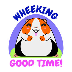 Cute hamster with good time typography, flat style sticker