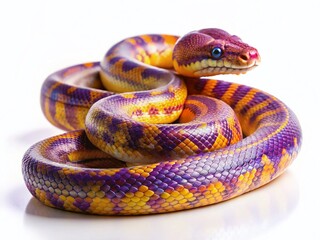 Obraz premium Amethystine Python, Scrub Python, Morelia amethistina, Snake, Reptile, Isolated on White, Drone Photography