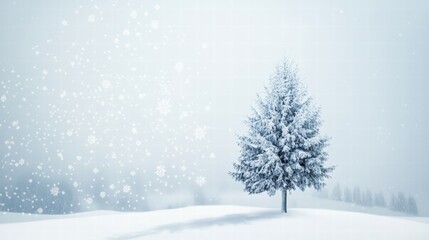 Elegant snowy landscape with a single tree, perfect for holiday themes