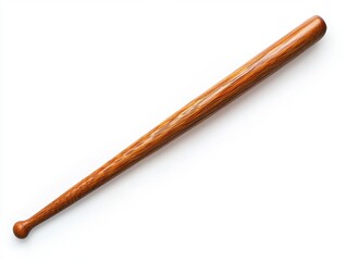 Naklejka premium Wooden baseball bat, light brown, speckled texture, isolated on white background. Studio shot.