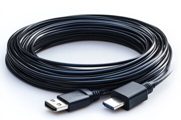 High-quality black USB cable with connectors for data transfer and charging in a studio setting