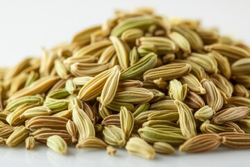Obraz premium Fennel seeds display showcasing their unique colors and textures in a close-up view