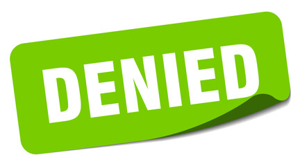 denied sticker. denied label