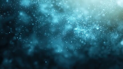 Fototapeta premium Abstract Teal And Blue Bokeh Background With Glowing Particles