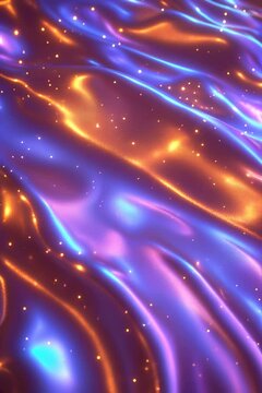 Vibrant abstract waves of purple and orange glowing with sparkles create an energetic atmosphere. Ideal for Social Media, Stories, Advertising