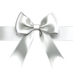 Naklejka premium Elegant white satin bow on a smooth white background perfect for decorating gifts or special occasions on transparent background