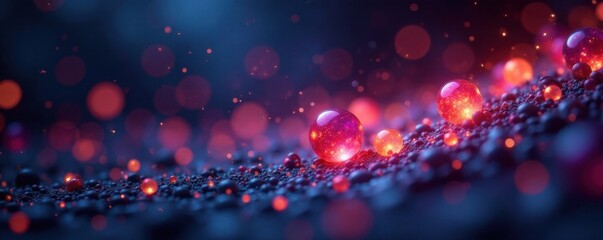Tiny glowing spheres suspended in mid-air amidst a swirling mesh of abstract particles , futuristic, abstract