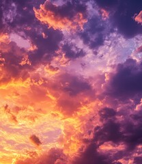 Fototapeta premium Gorgeous sunset sky with orange and purple colors