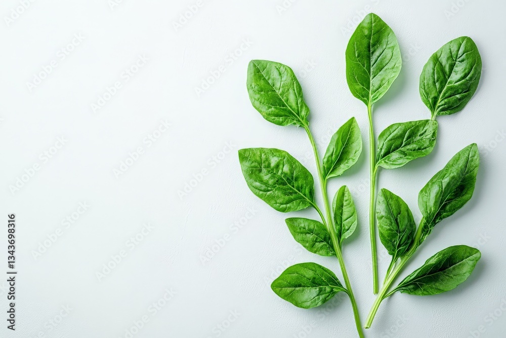 Poster fresh spinach leaves arranged neatly on a light surface ready for culinary use and healthy recipes