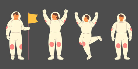 Cute astronauts in a spacesuit are isolated