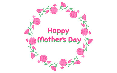 カーネーションのフレームイラストと母の日のメッセージ1