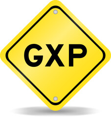 Yellow color transportation sign with word GXP on white background