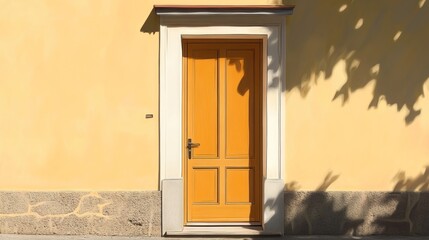 Fototapeta premium Vibrant Yellow Door on a Sunny Day