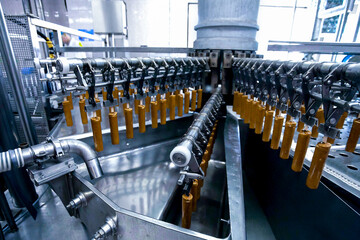 Food factory.  Automatic production line of fruit ice cream