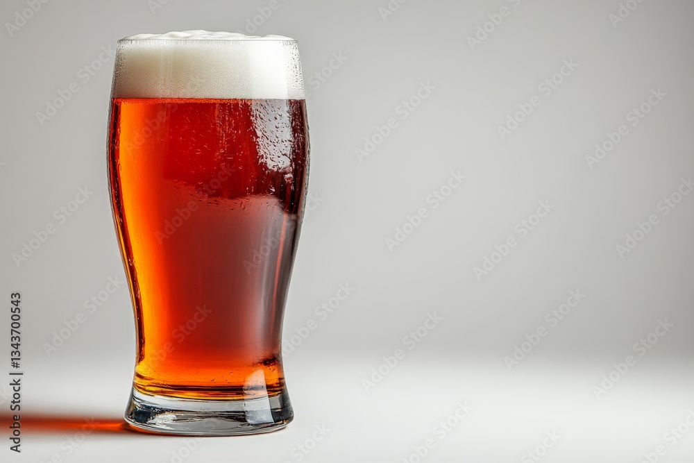 Aufkleber enjoying a cold craft beer served in a tall glass with a frothy head at home in the evening