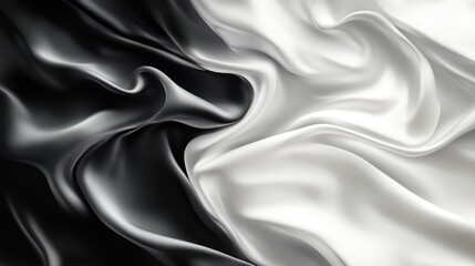 Obraz premium Abstract Yin and Yang Silk Drape: A Study in Black and White