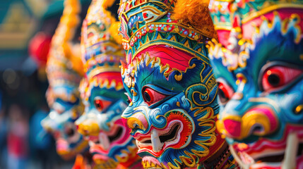 Obraz premium Colorful masks at vibrant festival celebration