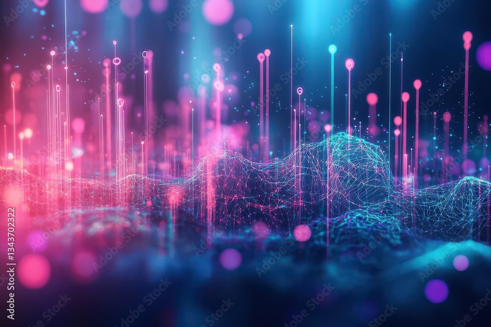 Poster Vibrant Colorful Abstract Background Featuring Dynamic Lines and Dots Creating a Playful and Energetic Atmosphere Ideal for Modern Design Projects