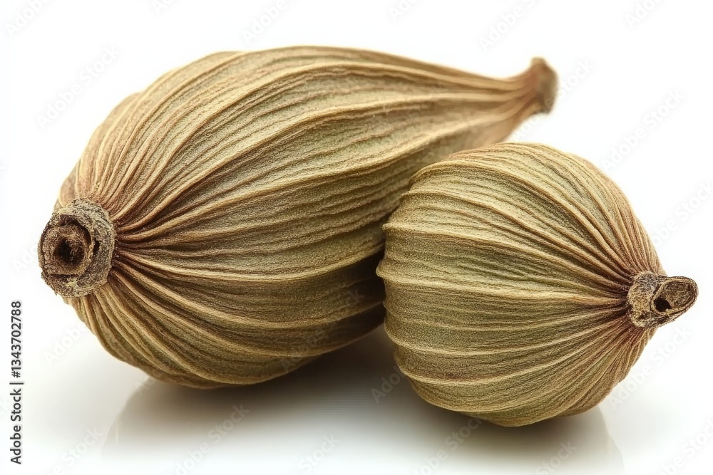 Poster Cardamom pods showcasing unique texture and shapes captured with a clear backdrop