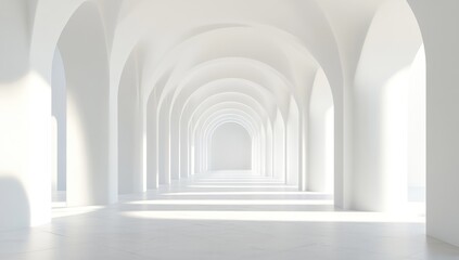 Obraz premium Serene White Architectural Corridor: A Minimalist Perspective