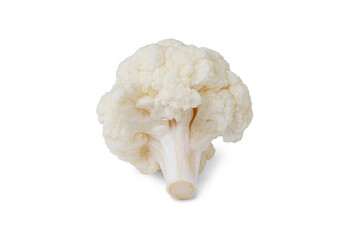 Piece, fragment, chopped branch of organinc fresh raw cauliflower close up, macro isolated on white, transparent background. Food ingredient, healty eating, agriculture, uncooked vegetable.