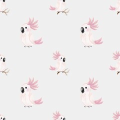 Vibrant watercolor parrot pattern for fabric and wallpaper design