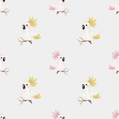 Beautiful parrot watercolor pattern for textile and packaging design