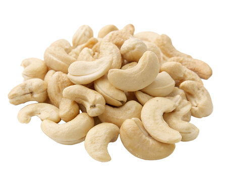 Pile of cashews isolated on transparent background