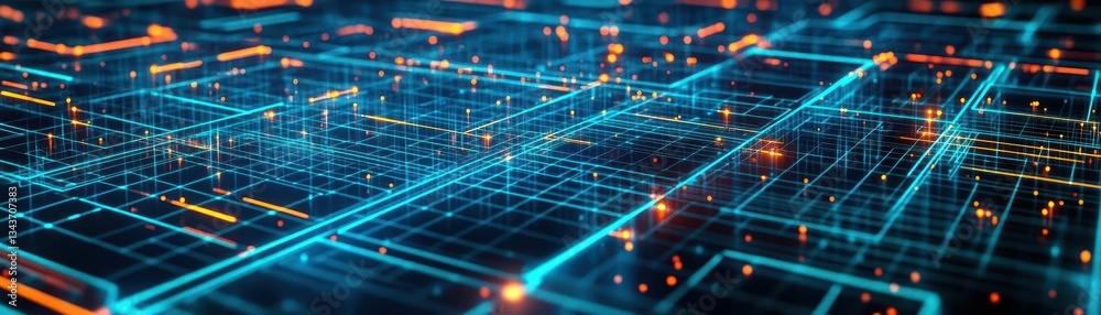 Poster Intricate 3D Maze Design Featuring Illuminated Pathways Creating a Mysterious and Enigmatic Atmosphere in a Dark and Captivating Digital Realm