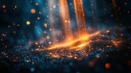 Abstract fiery particles explosion