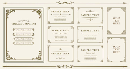 Vintage frames. Set of Decorative borders set, floral ornament, Vector antique decor..eps