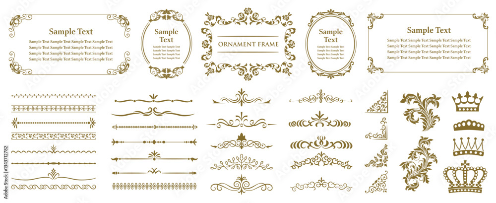 Fototapete Vintage Collection of design elements.Ornate frames and scroll elements. Vector illustration borders and frames set..eps