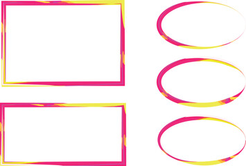 bright pink yellow abstract borders frames set