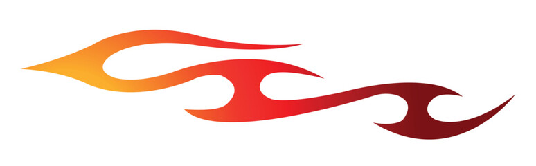 Burning tires and flame sports car decal vinyl sticker. Racing car speed fire flames vector art graphic. Side decoration for car, auto, truck, boat, suv, motorcycle.