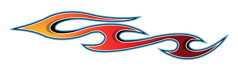 Fire flames racing car decal vector art graphic. Burning tire and flame sports car body side vinyl decal. Side speed decoration for cars, auto, truck, boat, suv, motorcycle.