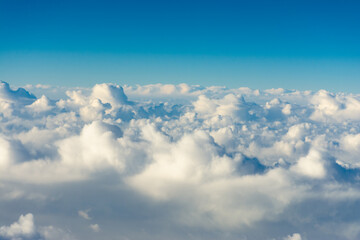 flight over the clouds. view of the clouds from the airplane window	