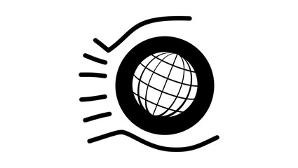 earth protection from solar radiation, black isolated silhouette