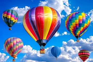 Naklejka premium A Joyful Journey: Riding Hot Air Balloons