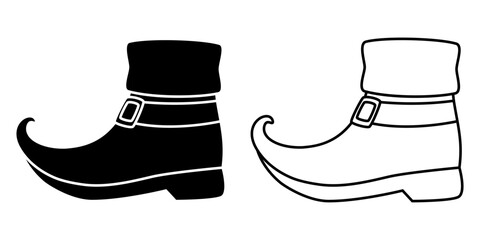Vector illustration of leprechaun shoe line art on transparent background