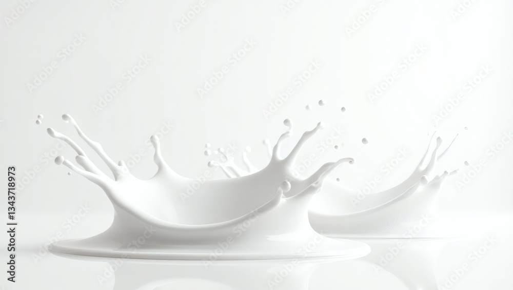 Aufkleber a dynamic shot captures a splash of milk creating an abstract design with droplets