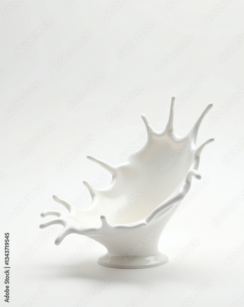 Poster a splash-shaped sculpture, capturing the dynamic essence of a liquid's movement. The sculpture presents an elegant and abstract representation of fluidity and form