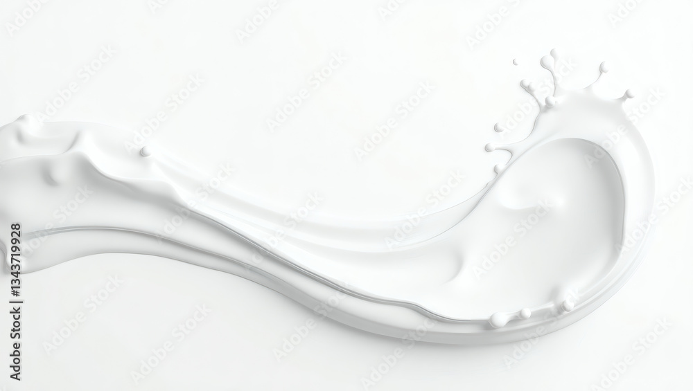 Aufkleber a dynamic splash of milk captured mid-air with a fluid, graceful shape. The splash forms a wave-like pattern and a crown on top