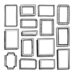 set of empty square rectangle shape doodle blank frames elements room for copy space	