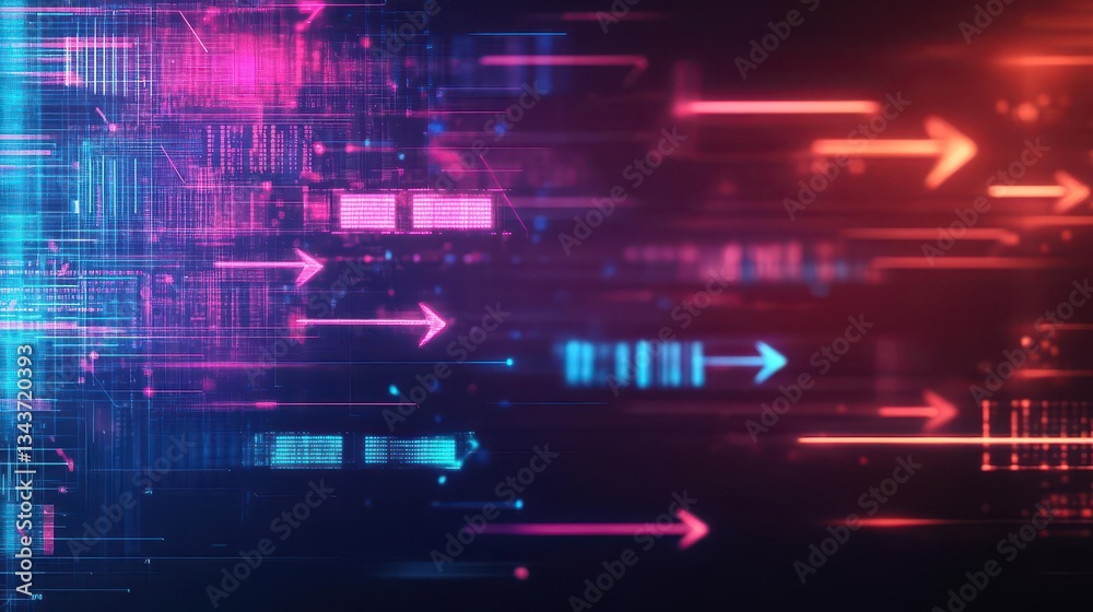 Poster vibrant and dynamic abstract background featuring colorful arrows creating a sense of movement and e