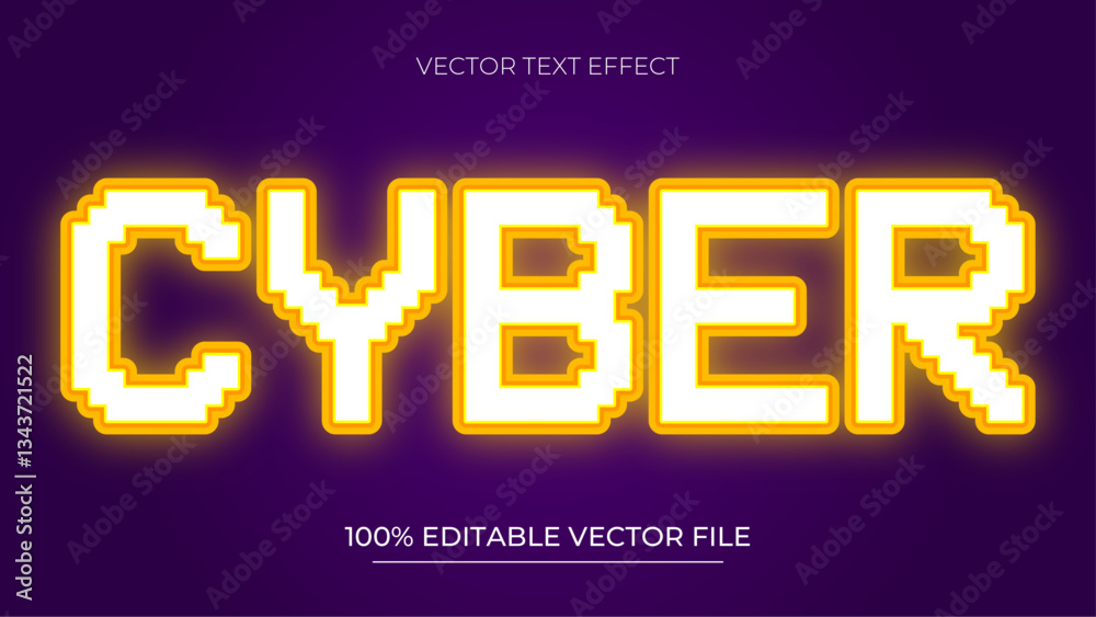 Poster cyber text effect editable pixel and retro text style