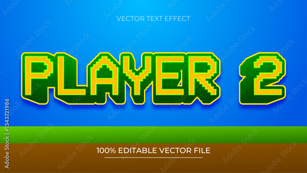 Poster pixel vector text effect editable alphabet game arcade play retro